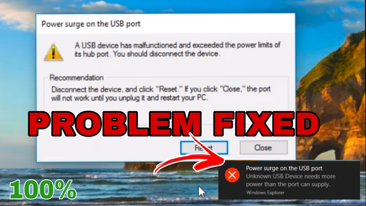 How to fix the error power surge on USB Port?