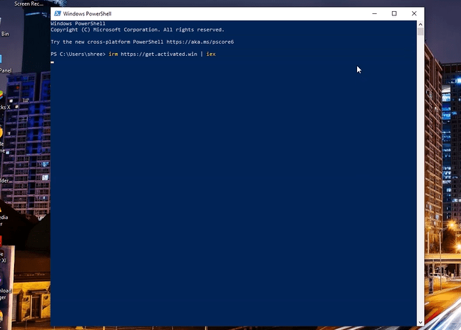 window power shell option on